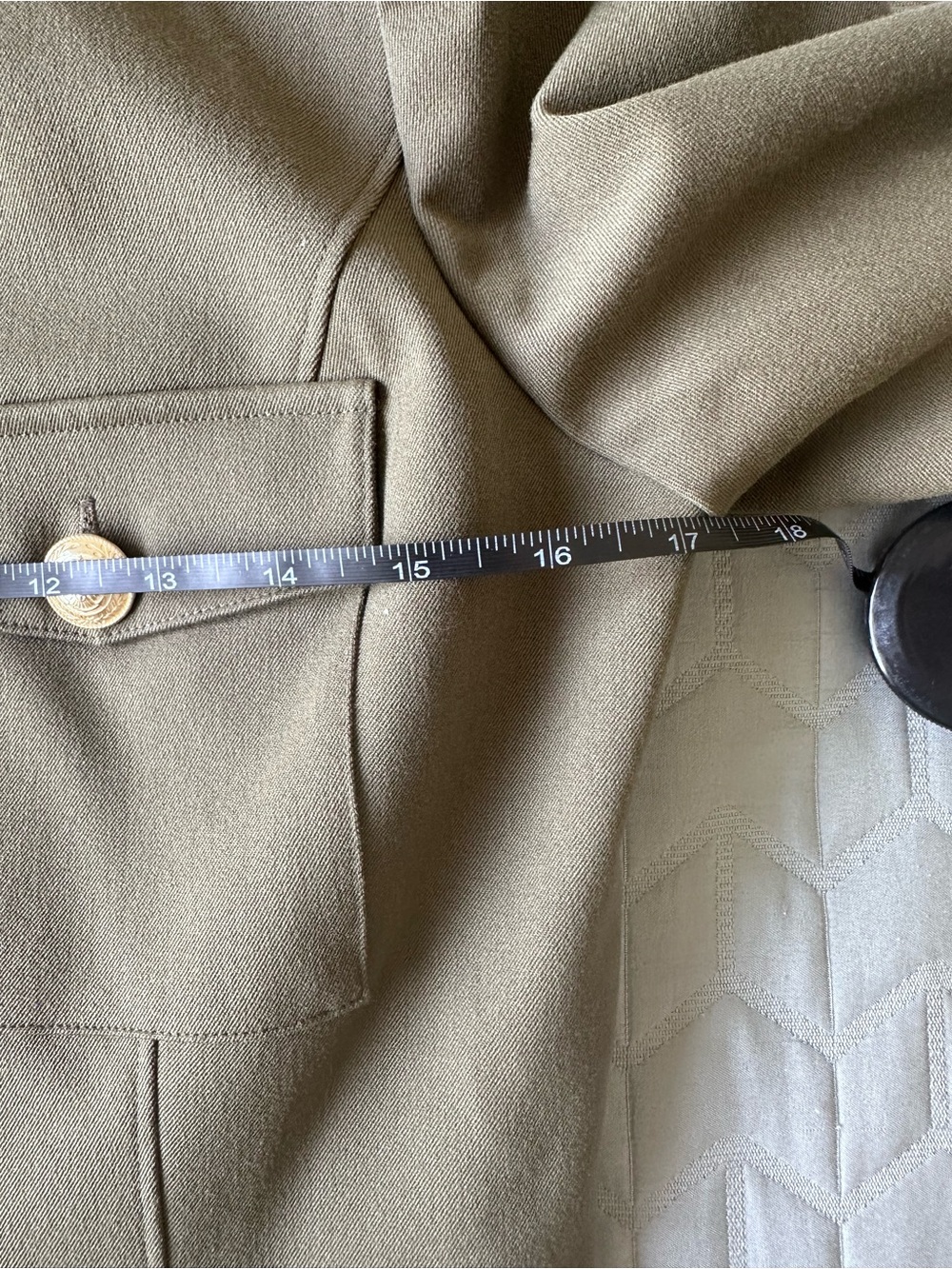 L'AGENCE Olive Military-Inspired Cropped Blazer with Gold Buttons - Picture 8 of 9